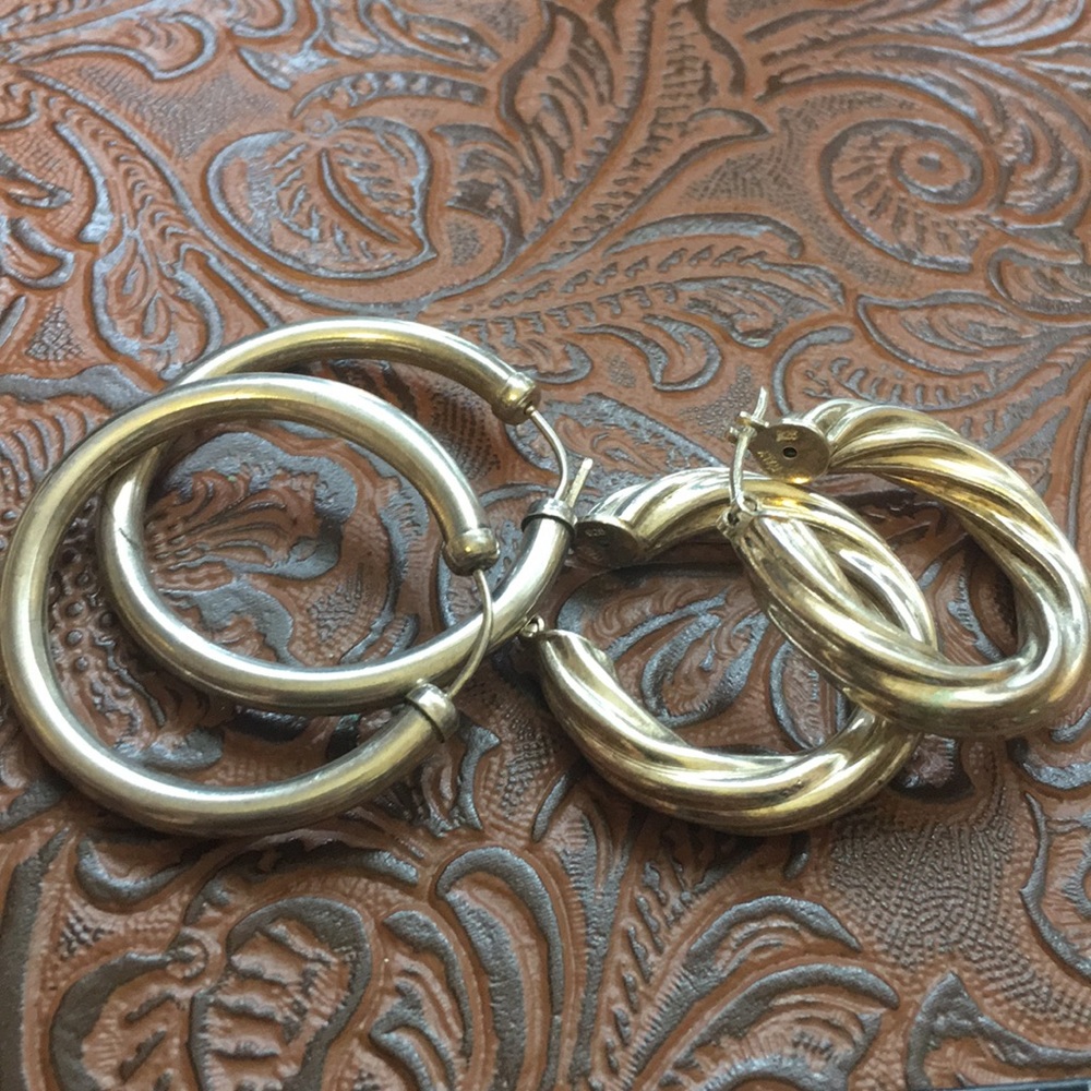 Nice Medium Size Sterling Hoops - image 7